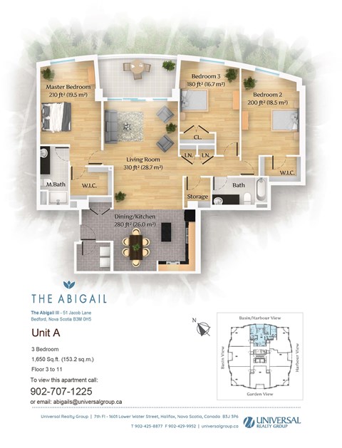 Floor plan for 3 beds, 2 baths, 1650 sqft